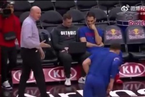 格里芬19年作为活塞球员重返快船主场，疑似拒绝和鲍尔默握手！